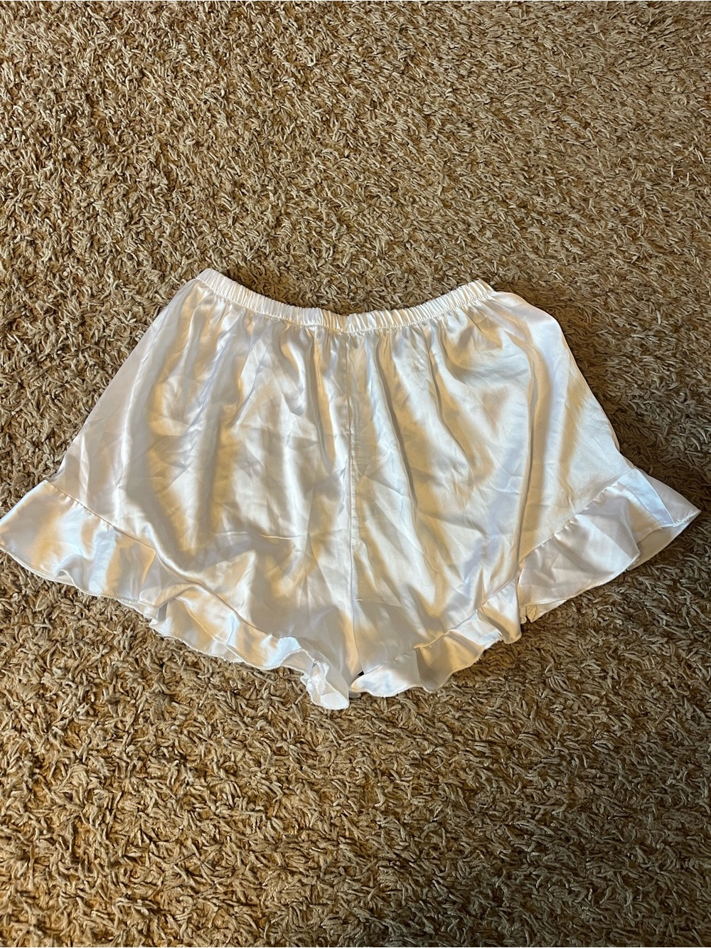 White Sleek Ruffle Sleep Shorts